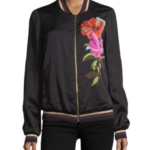 New Trina Turk Satin Bomber Jacket S